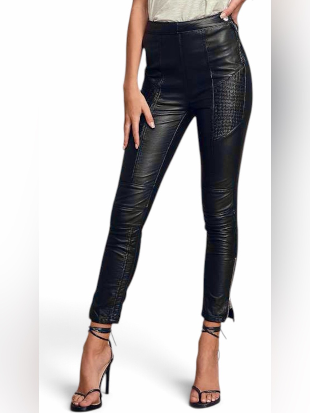 Free People – Kaelin Vegan Leather Moto Skinny Pants – Black – Sz. 2